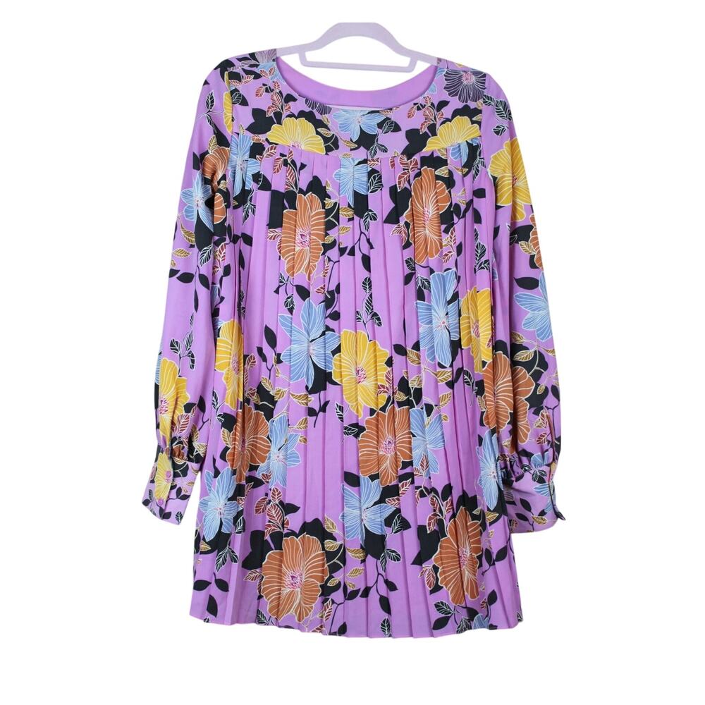 French Connection Purple Floral A-line Loose Shift Cottage Retro Mini Dress 0‎